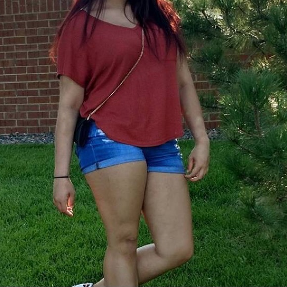 Orange/Red T Shirt w/ Pocket - Picture 2 of 2